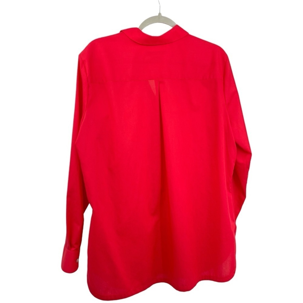 Foxcroft Womens Size 18 wrinkle Red button down shirt blouse Y neck top - Picture 2 of 8